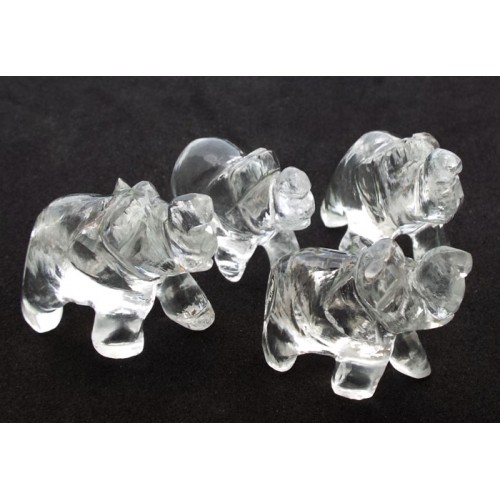 Small Clear Quartz Carved Gemstone Elephant